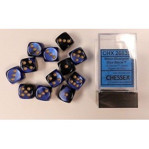 Set 12 dadi D6 16mm Gemini (giallo/blu-nero) CHX26635