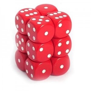 Set 12 dadi D6 16mm Opaque (bianco/rosso) CHX25604 Set 12 dadi D6 16mm Opaque (bianco/rosso) CHX25604