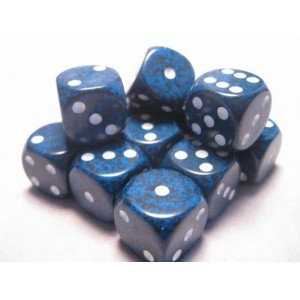 Set 12 dadi D6 Stealth 16mm Speckled (bianco/blu puntinato) CHX25746 Set 12 dadi D6 Stealth 16mm Speckled (bianco/blu puntinato) CHX25746