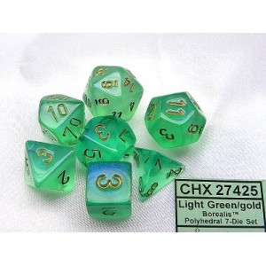 Set 7 dadi poliedrici Borealis (giallo/verde) CHX27425 Set 7 dadi poliedrici Borealis (giallo/verde) CHX27425