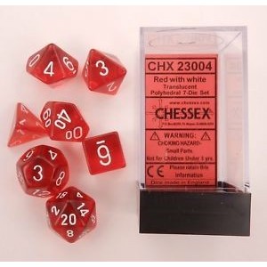 Set 7 dadi poliedrici Translucent (rosso) CHX23004 Set 7 dadi poliedrici Translucent (rosso) CHX23004