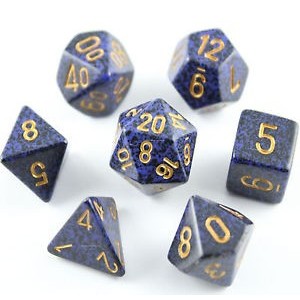 Set 7 dadi poliedrici Golden Cobalt Speckled (giallo/cobalto) CHX25337 Set 7 dadi poliedrici Golden Cobalt Speckled (giallo/cobalto) CHX25337