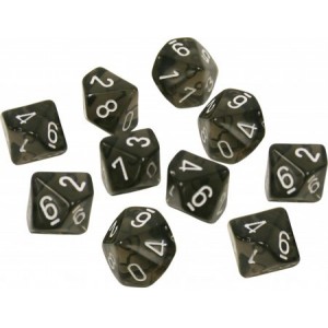 Set 10 dadi D10 Translucent (grigio) CHX23208 Set 10 dadi D10 Translucent (grigio) CHX23208