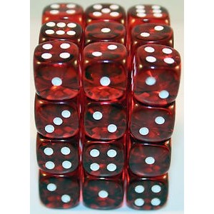 Set 36 dadi D6 12mm Translucent (rosso) CHX23804 Set 36 dadi D6 12mm Translucent (rosso) CHX23804