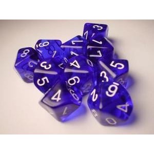 Set 10 dadi D10 Translucent (blu) CHX23206 Set 10 dadi D10 Translucent (blu) CHX23206