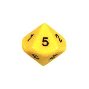 Dado d10 Numeri 1-5 ripetuti Giallo - K18074 Dado d10 Numeri 1-5 ripetuti Giallo - K18074
