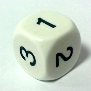 Dado d6 Numeri 1-3 ripetuti Bianco - K01591 Dado d6 Numeri 1-3 ripetuti Bianco - K01591