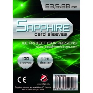 63,5x88 mm bustine protettive trasparenti Sapphire VERDE (100 bustine)(Green)