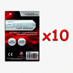 BUNDLE 10 pezzi 43x65 mm bustine protettive trasparenti Sapphire (100 bustine)(Red)