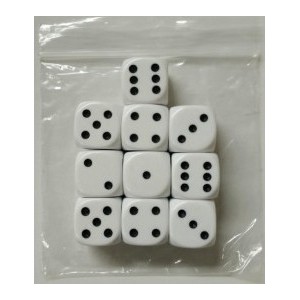 Set 10 dadi a 6 facce 22mm (D6 Bag Spot White) Set 10 dadi a 6 facce 22mm (D6 Bag Spot White)