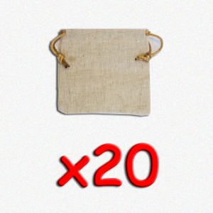BUNDLE Flax Dice Bags 10x10 cm (sacchetto per dadi, 20 pezzi)