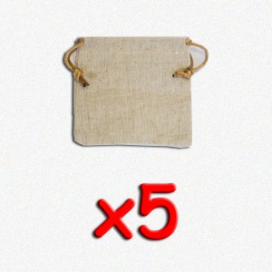BUNDLE Flax Dice Bags 10x10 cm (sacchetto per dadi, 5 pezzi)
