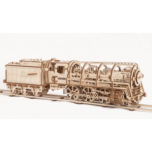 Steam Locomotive with Tender - Puzzle dinamico 3D Ugears 70012