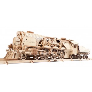V-Express Steam Train with Tender - Puzzle dinamico 3D Ugears 70058 V-Express Steam Train with Tender - Puzzle dinamico 3D Ugears 70058