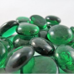Tubo 40 gemme in vetro verde scuro (Gaming Glass Stones)